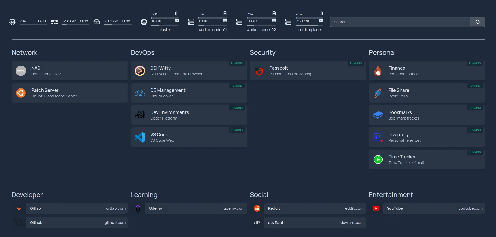 gethomepage.dev Dashboard